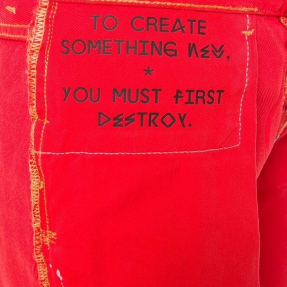 BEN TAVERNITI UNRAVEL PROJECT Red Reverse Boyskinny Jeans Lipstick NEW Size W26 - Picture 7 of 11